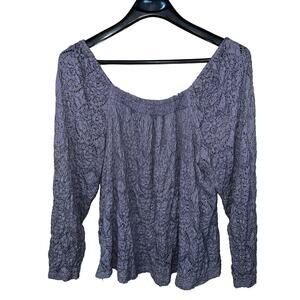 Dusty Plum Lace Blouse 3X TOP Textured Lace Stretch Knit Long Sleeve Maurices